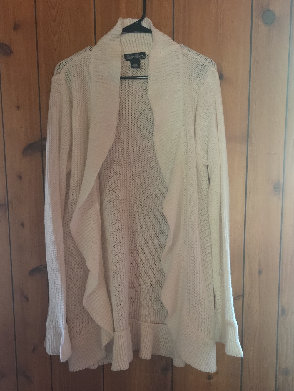 Lightweight Cream Ruffle-Front Open Cardigan